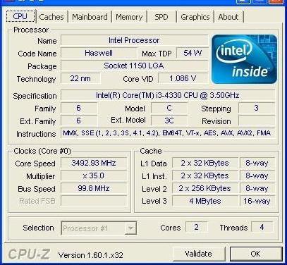 אינטל Core i3 4330 מעבד - -